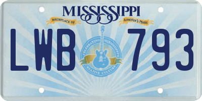 MS license plate LWB793