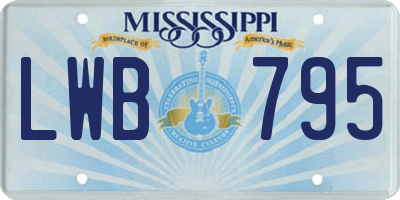 MS license plate LWB795