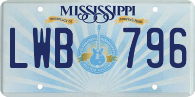 MS license plate LWB796