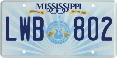 MS license plate LWB802