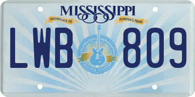 MS license plate LWB809