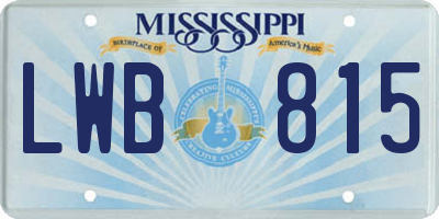 MS license plate LWB815