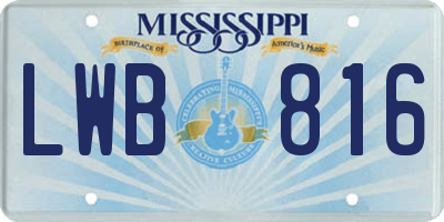 MS license plate LWB816