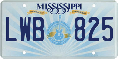 MS license plate LWB825