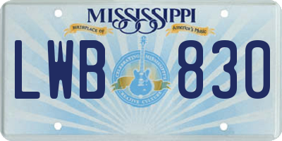 MS license plate LWB830