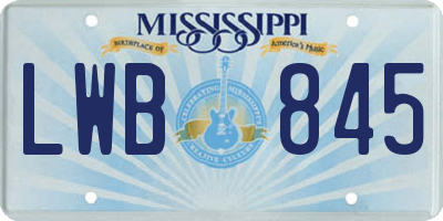 MS license plate LWB845