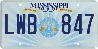 MS license plate LWB847