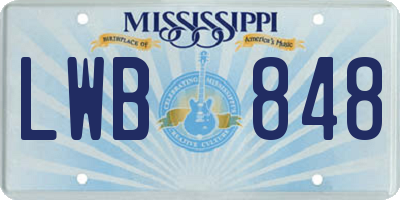 MS license plate LWB848