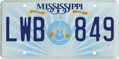 MS license plate LWB849