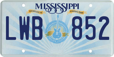 MS license plate LWB852