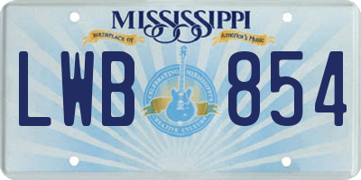 MS license plate LWB854