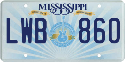 MS license plate LWB860
