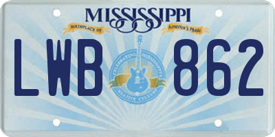 MS license plate LWB862