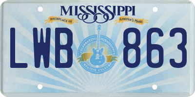 MS license plate LWB863