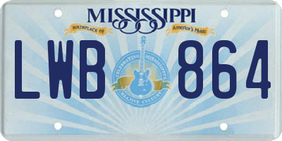 MS license plate LWB864