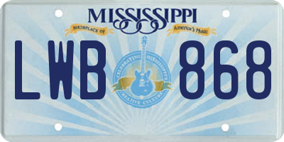 MS license plate LWB868
