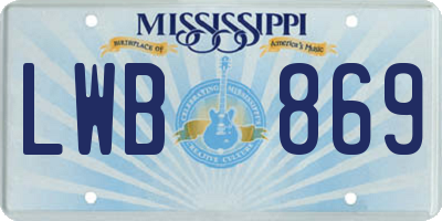 MS license plate LWB869