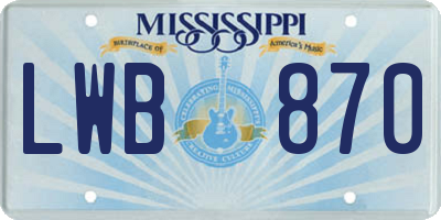 MS license plate LWB870