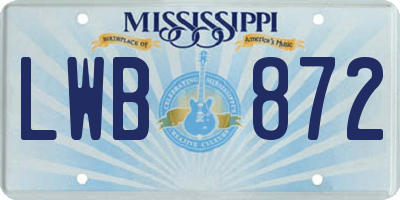 MS license plate LWB872