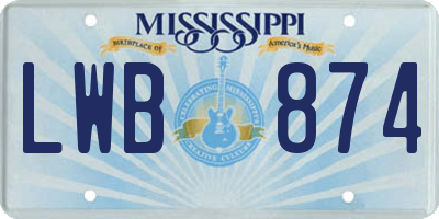 MS license plate LWB874