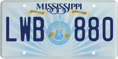 MS license plate LWB880