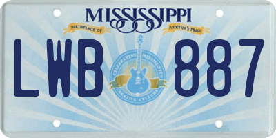 MS license plate LWB887