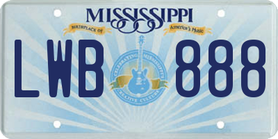 MS license plate LWB888