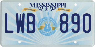 MS license plate LWB890