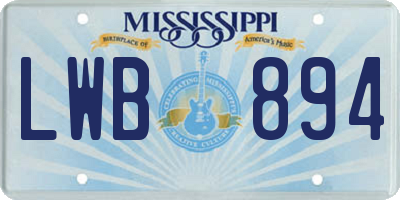 MS license plate LWB894