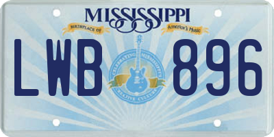 MS license plate LWB896