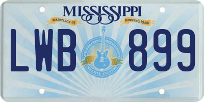 MS license plate LWB899