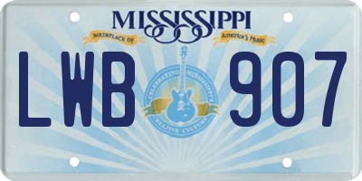 MS license plate LWB907