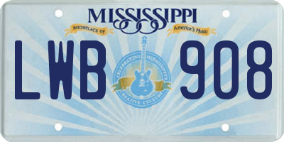 MS license plate LWB908