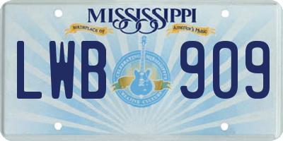 MS license plate LWB909