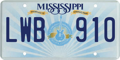 MS license plate LWB910