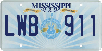 MS license plate LWB911