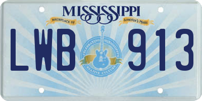 MS license plate LWB913