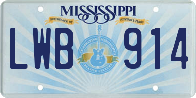MS license plate LWB914