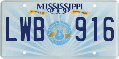 MS license plate LWB916