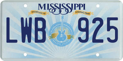 MS license plate LWB925