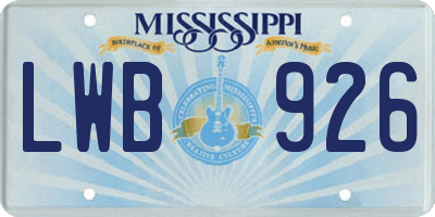 MS license plate LWB926