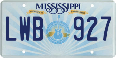 MS license plate LWB927