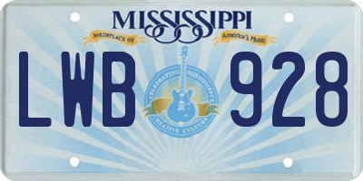 MS license plate LWB928
