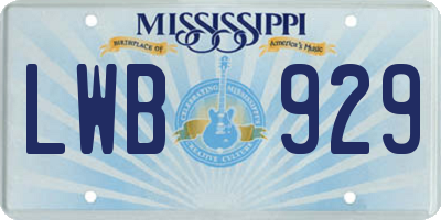MS license plate LWB929