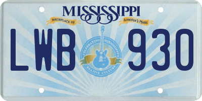 MS license plate LWB930