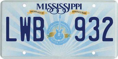 MS license plate LWB932