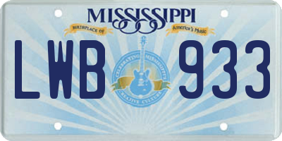 MS license plate LWB933