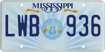 MS license plate LWB936