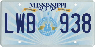 MS license plate LWB938