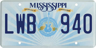 MS license plate LWB940